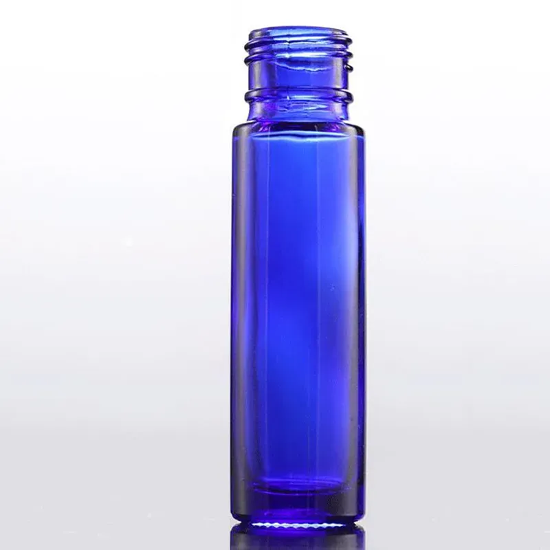 Wholesale Thick 10ml Glass Roll on Bottles Amber Blue Clear Empty roller ball perfume bottles With Black Lids 