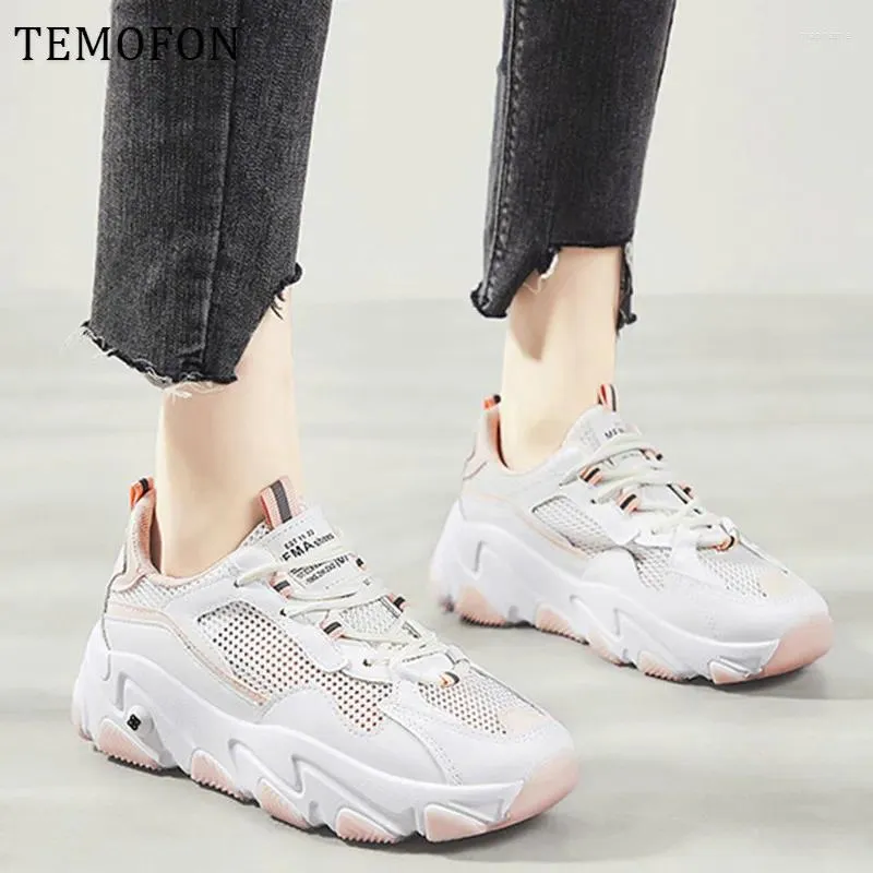 Scarpe di fitness Temofon Sneakers traspiranti donne vulcanizzano sport di moda che eseguono piattaforma da donna casual hvt1253
