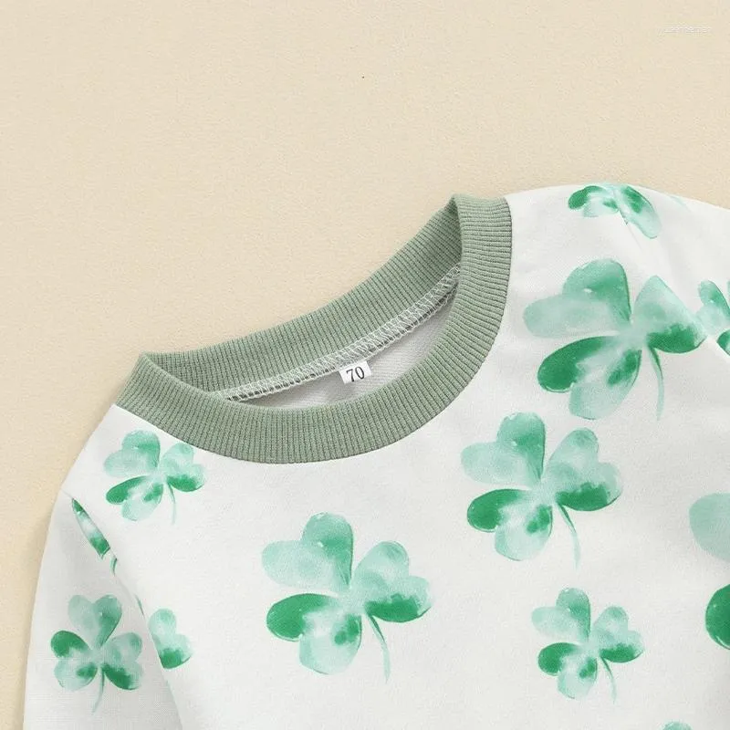 Kledingsets St Patricks Day Outfit Toddler Baby Girl Boy Pant Set Clover Print Sweatshirt Tops Drawstringbroek Springkleding