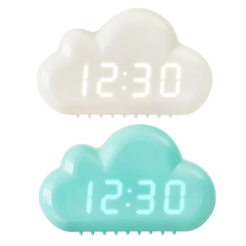 Akcesoria Cloud Barm Clock Kids LED Table Kontrola głosu Wake Up Digital Desktop Clock USB Despertador Elektroniczny zegar