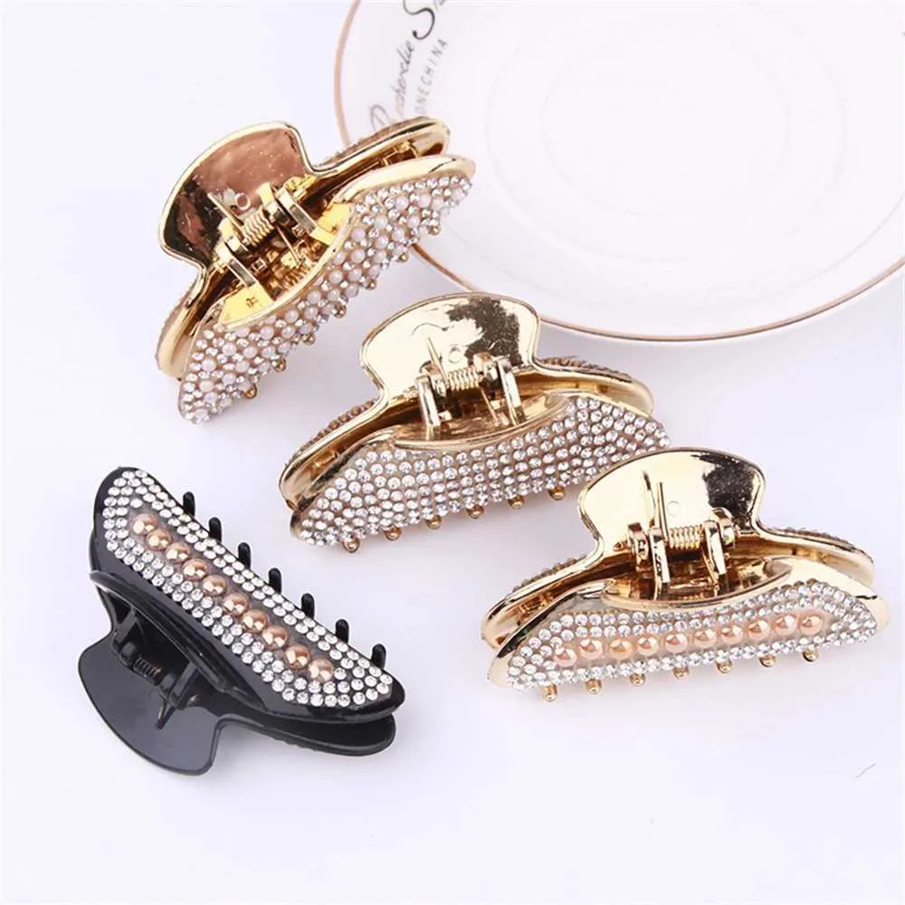 Clips de cheveux Barrettes Nouveau Flash Diamond Womens Clif Alloy Crab Horse Tail Grab Fashion