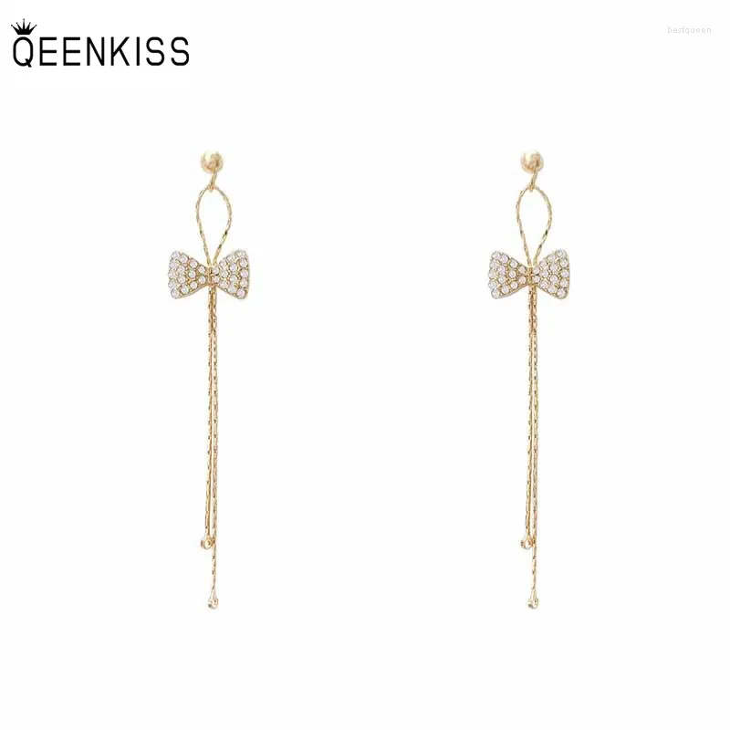 Stud -oorbellen Qeenkiss EG7294 Fijne sieraden Groothandel Woman Birthday Wedding Gift Bow Tassel Zirkon 925 Sterling zilveren naald oorr.