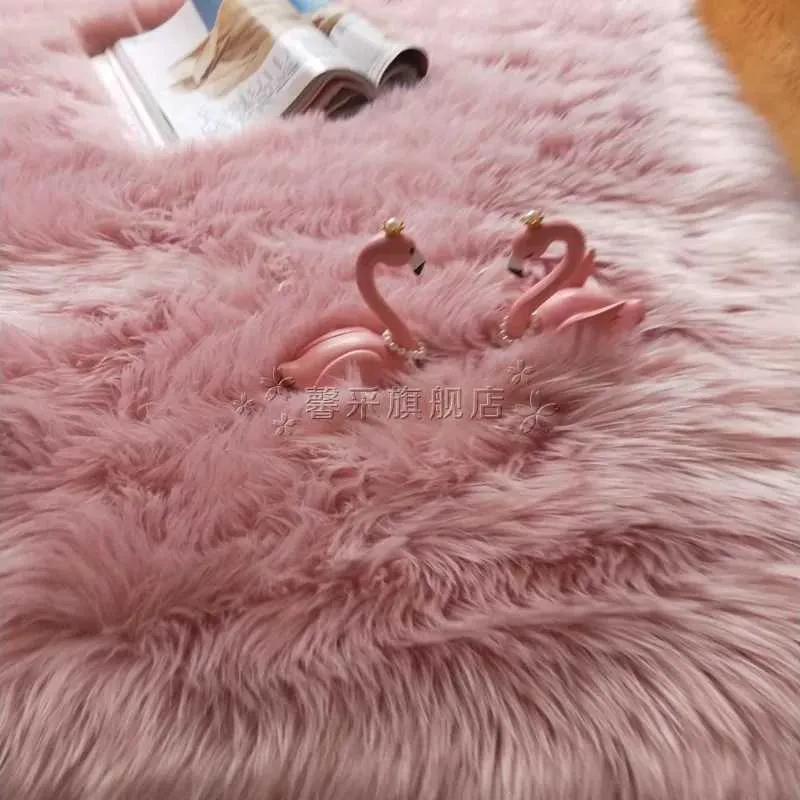 Carpets Thick Fur Carpet For Living Room Sheepskin Plush Bedroom Rugs Long Hair Rug Pink Children Room Soft Wool Bedside Mat Home Decor