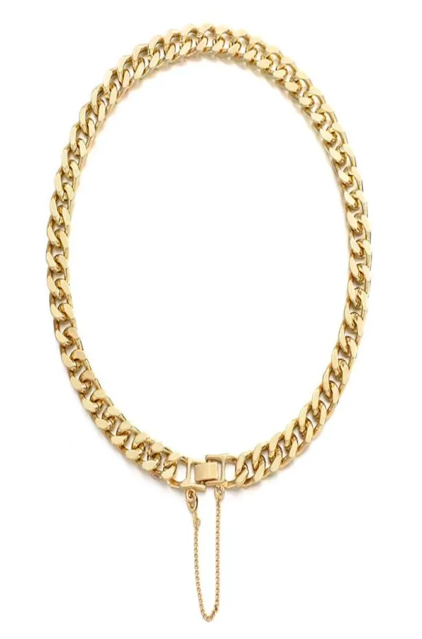 Vintage Gold Silver Color Cuban Chain Buckle Necklace For Women Men Hip Hop Thick Chain Choker Halsband CLAVICLE CHACHE SMYELLTY7612143