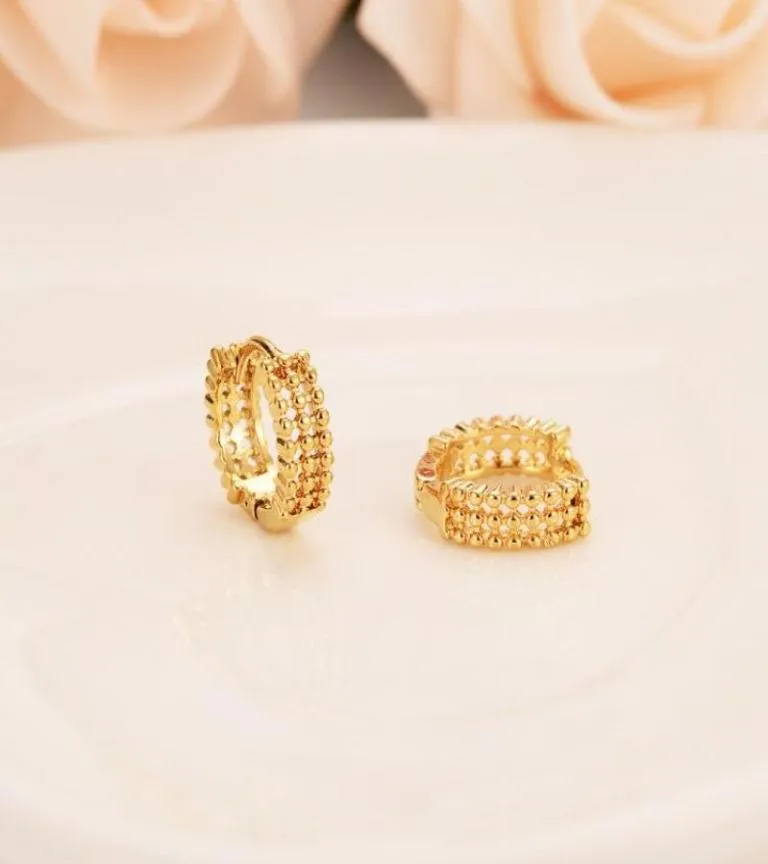 Women039s Round Hoop Huggie örhängen 18 K Fint gult guld GF Middle Earring Mens Girls Boys Fashion Children Jewelry4446999