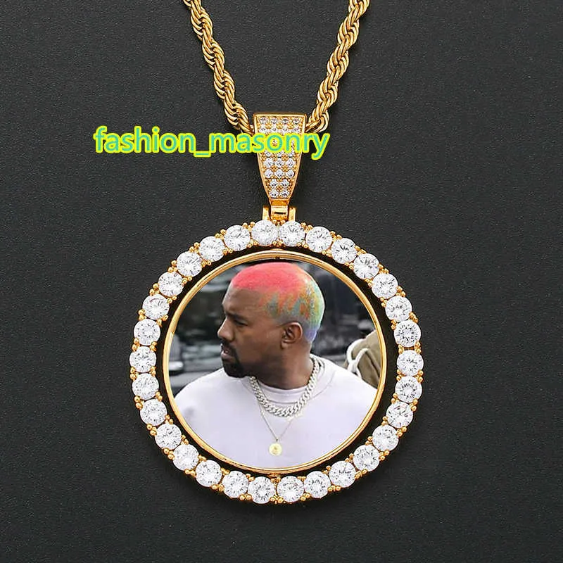 Personalized Photo Necklace Men Women Copper 18K Gold Plated Chain Custom Picture Image Engrave Rectangular/Round Pendant Memorial Jewelry