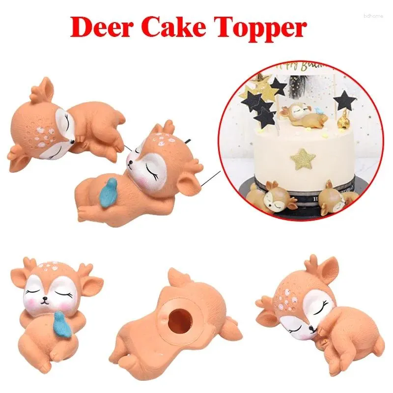 Fournitures de fête 1 paire Baby Deer Birthday Cake Topper pour les enfants filles petits cadeaux décoration de décoration animale toppers toppers