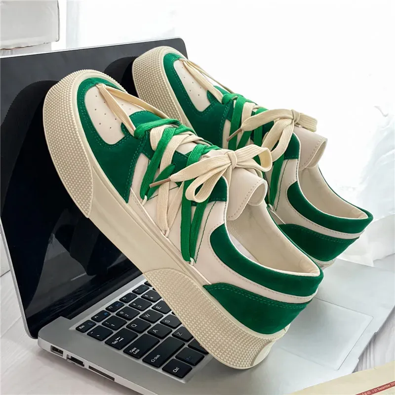 Boots Green Comfort Canvas Shoes Free Frakt Mens Trainers Chunky Sneakers Mesh Shoes Low Up Skate Board Shoes Men Zapatillas Hombre