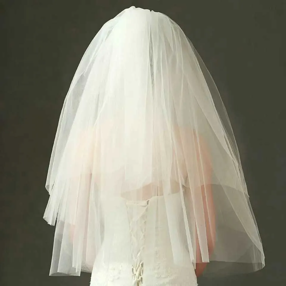 Cabelo de jóias de casamentos Casamento de moda simples tule tule branca marfim duas camadas acessórios de noiva barata 75 cm Véus de mulheres curtas com pente