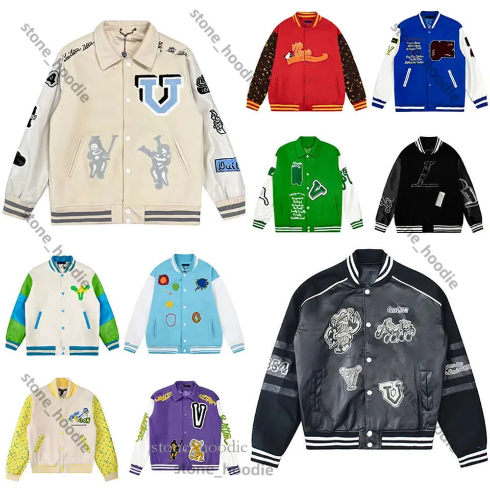 Louies Vuttion Designer Jackets Menas de luxo da moda Menina feminina Louies Vintage Logo Slave Longa Baseball Verde Casual Casual Vutção Cloomber Roupas 4421