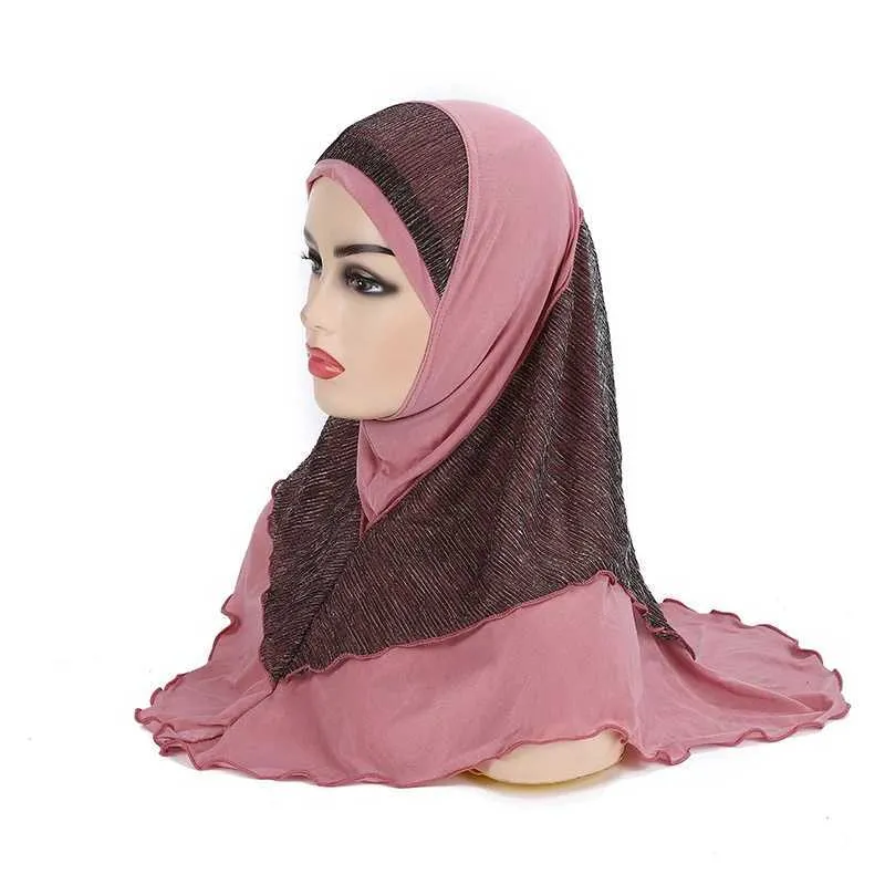 Bandanas Durag H076 Youth Girls Medium Size 65 * 60cm Bön pannband Muslim pannband Islamiskt pannband 240426