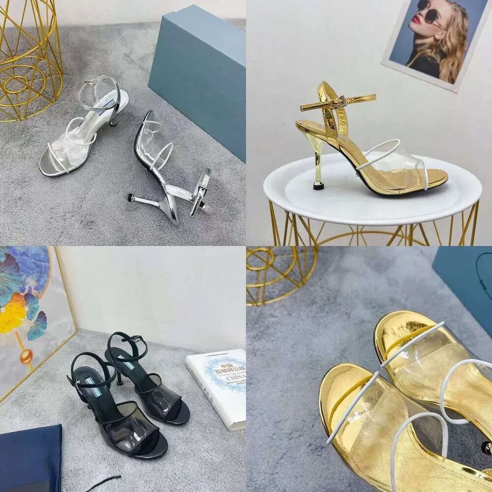 Hoge dameshiel slippers kristallen diamantschijf zijden bruids sandalen 9 cm mode sexy jurk schoenen maat 35-41 originele kwaliteit