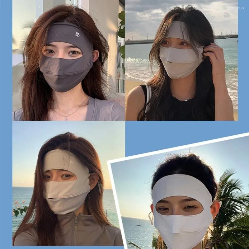 Lenços Proteção solar Proteção solar Máscara de moda de moda Face Facle Seda de seda respirável Verão fino