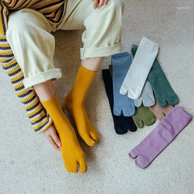 Skarpetki solidne stałe palce bawełniane Sock Sock Simple wygodne japońskie japońskie harajukusowe tabice wysokiej jakości