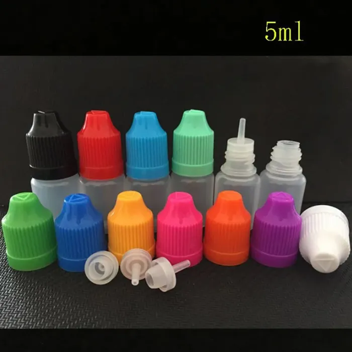 Hurtownia plastikowa miękka butelka do igły PE Eliquid Butelki 3ml 5 ml 10 ml 15 ml 20 ml 30 ml 50 ml 60 ml 100 ml 120 ml potomne dowód z czapkami E Cigs Butelki soków