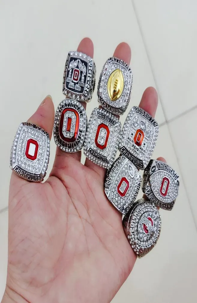 2020 Groothandel 9 stks Ohio State Buckeyes National Championship Ring Set Solid Men Fan Brithday Gift Groothandel Drop Shipping4377044