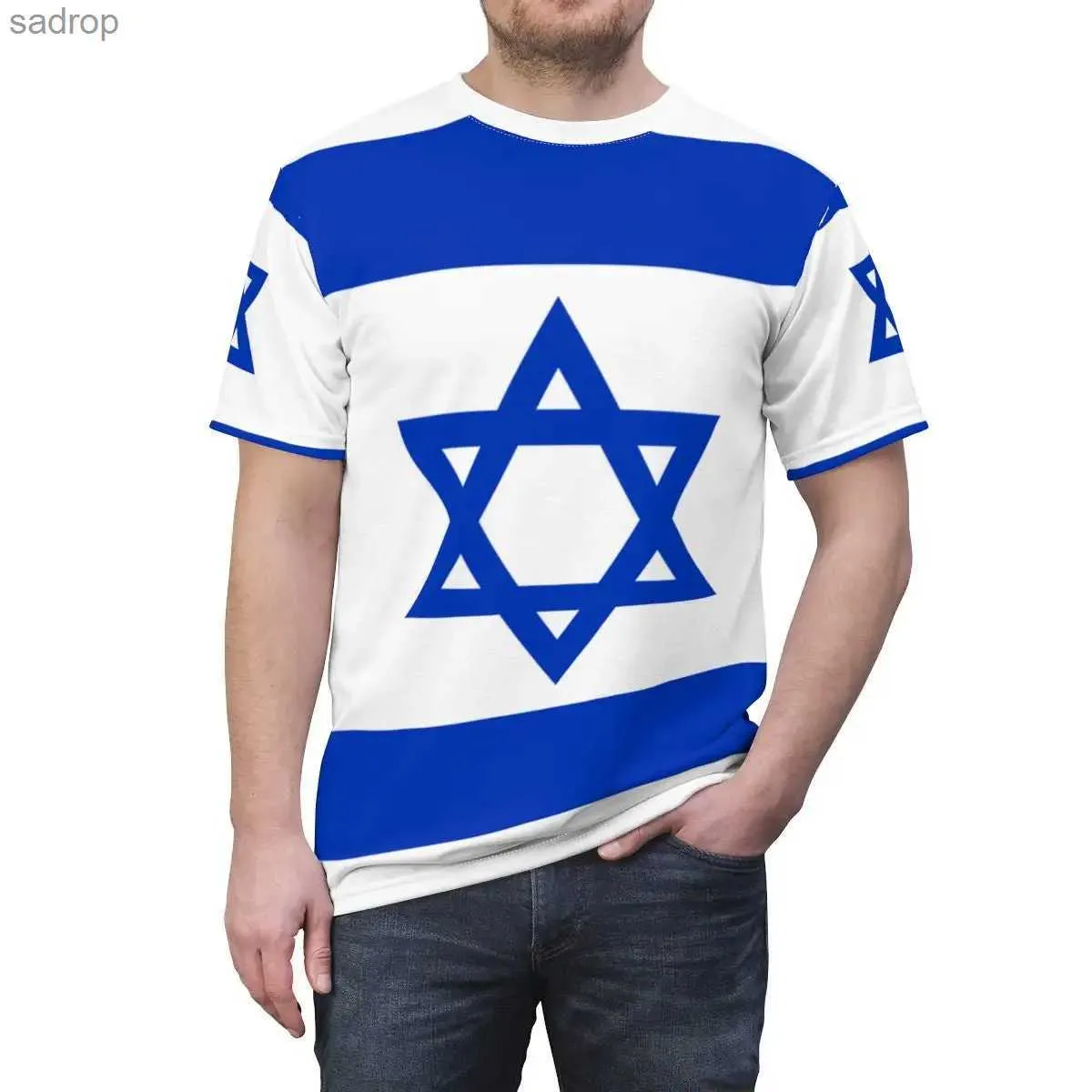 Camisetas masculinas Moda Israel Flag 3D masculino Moda de camiseta Hip Hop O-pescoço curto Topxw