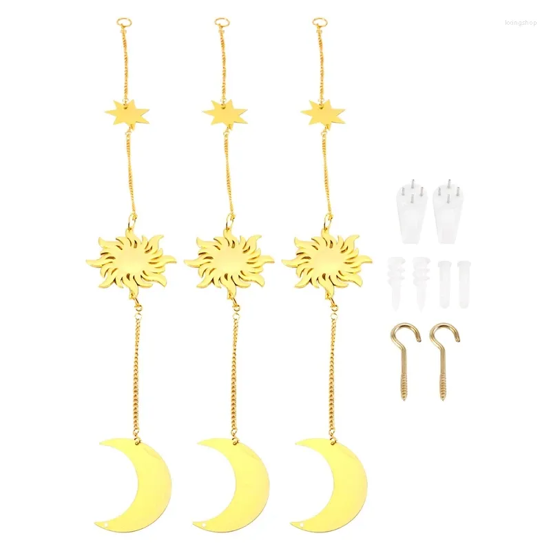 Figurines décoratives 3 pcs Moon Phase Mur de phase suspendue boho décor étoile art guirlande