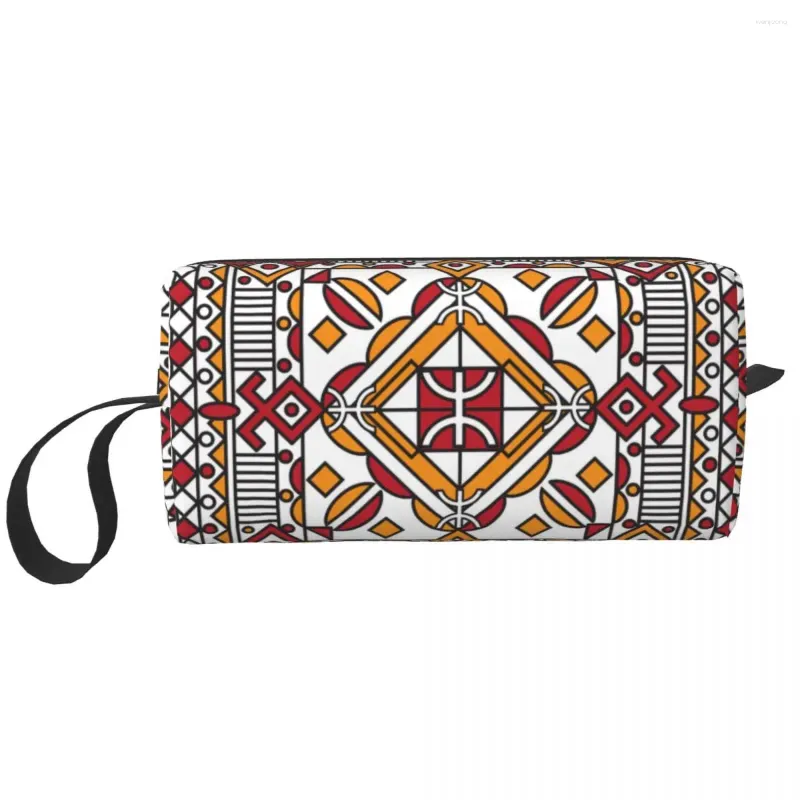 収納バッグKabyle Pottery Amazigh Ornament Travel Cosmetic Bag Retro Geometric Makeup Toyroty Toyreaty Organizer Ladies Beauty Dopp Kit