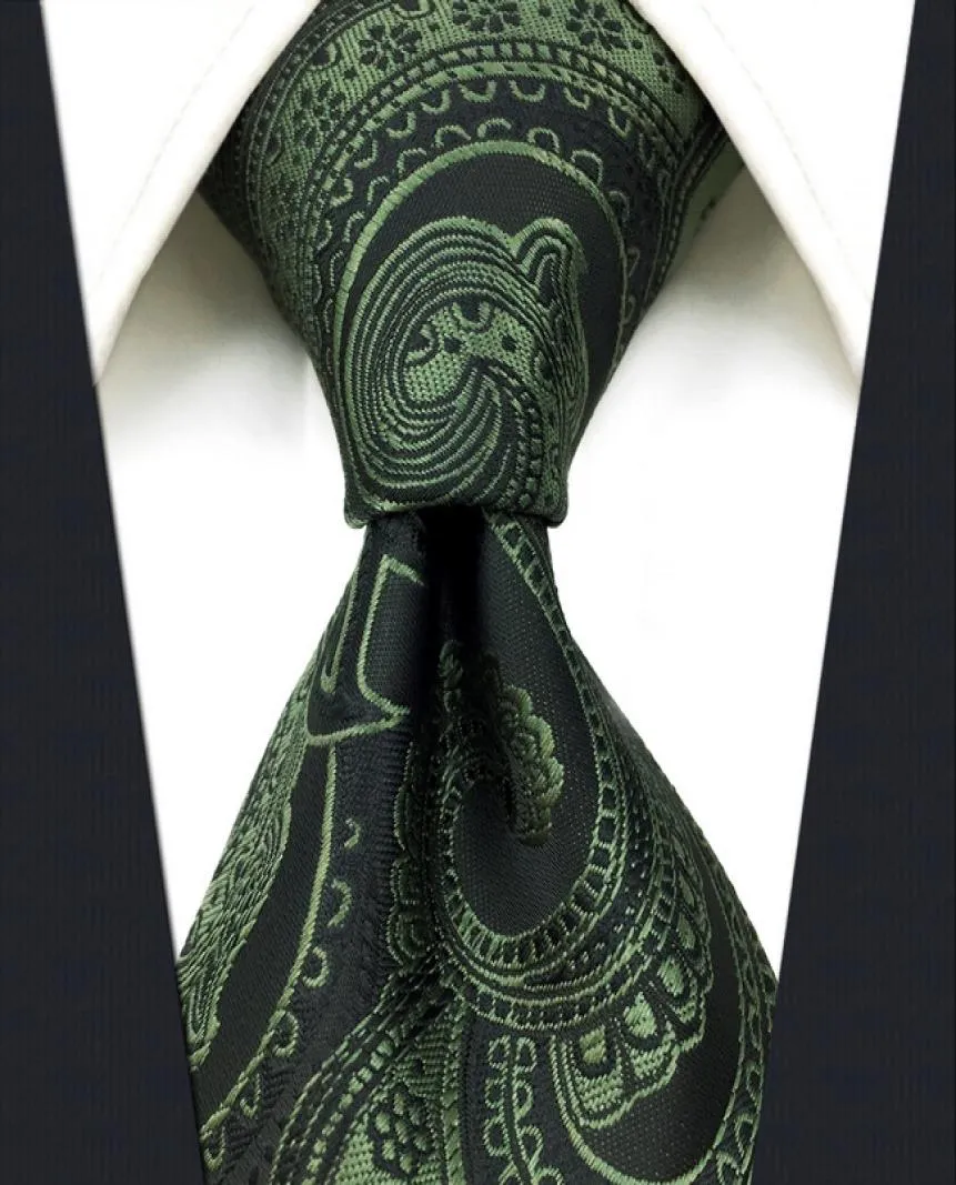 Y30 Deep Green Deep Paisley Silk Jacquard Woven Classic Fashion Extra Long Size Men Necktie Tie3455252