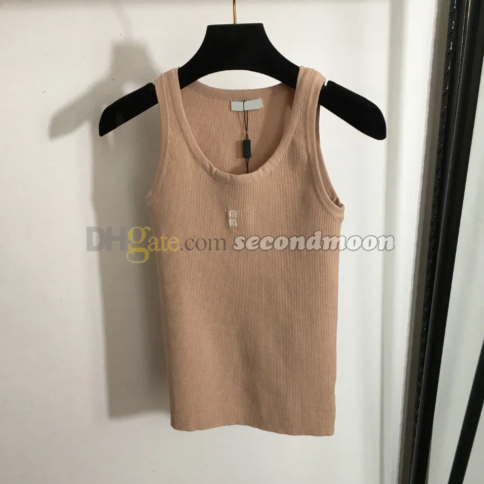 Mulheres elásticas esportes de primeira linha Jacquard Tanks Top U Pescoço de gestas sem mangas