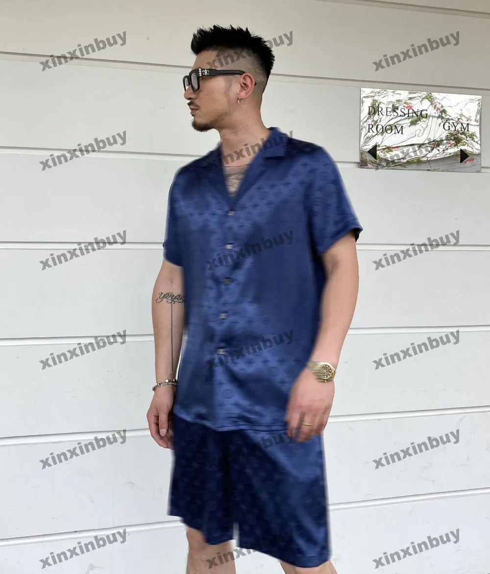 Xinxinbuy Männer Designer Tee T-Shirt 2024 Italien Dunkel gemustert Jacquard Buchstabe Stoff Seidensets Langarm Baumwoll Frauen grau Schwarz Blau S-3xl