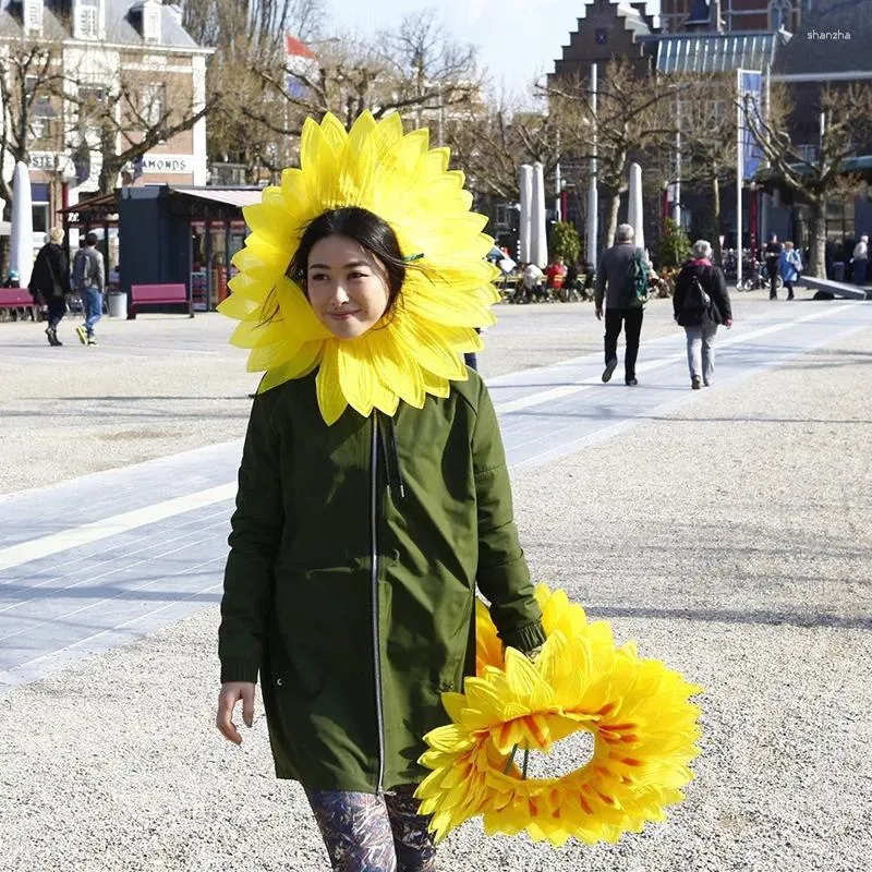 Party Decoration Flower Pattern Headgear Clown Mask Sunflower Sports The Opening Ceremony Admission Hand Take Dance Prop Supplies