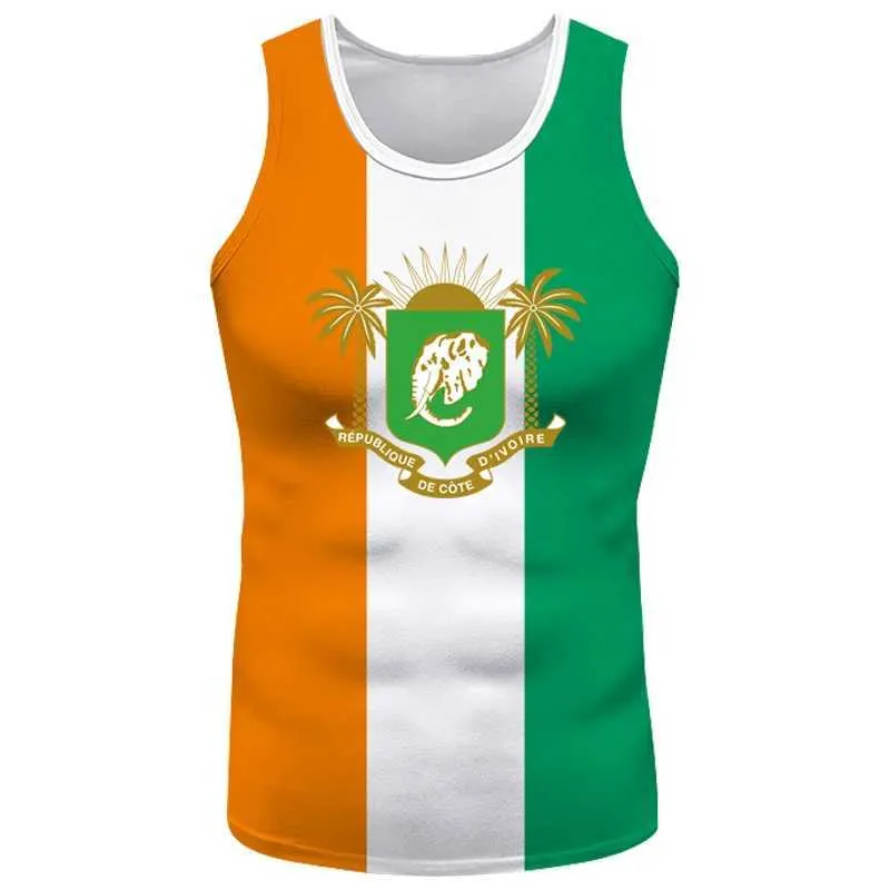 Herren T-Shirts Elfenbein Küste Tanktopemed Civi Tank Top Top National CI Ivory Coast Französisch D Ivoria Land gedrucktes Foto Ärmel und T-Shirt J240426