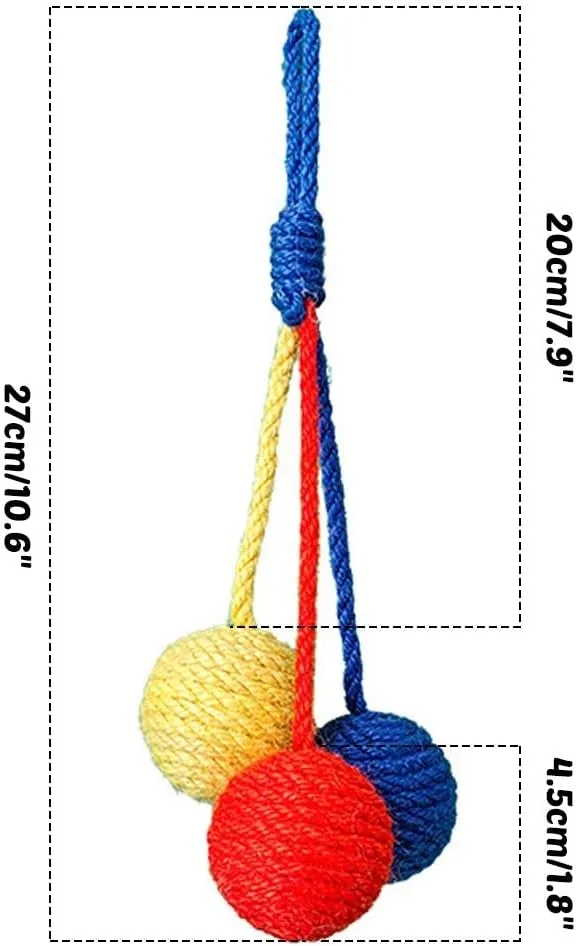 thumbnail image 2 of Hanging Interactive Cat Toy: Sisal Rope Ball Self Play Bite 2 of 14