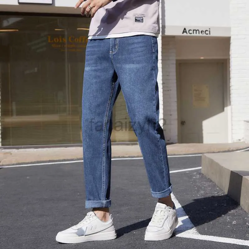 Jeans masculinos Primavera e outono Novo jeans masculino Slim Fit Small Perguas retas Edição Trendy Elastic Youth Casual Denim Long Pants Plus Size Pants