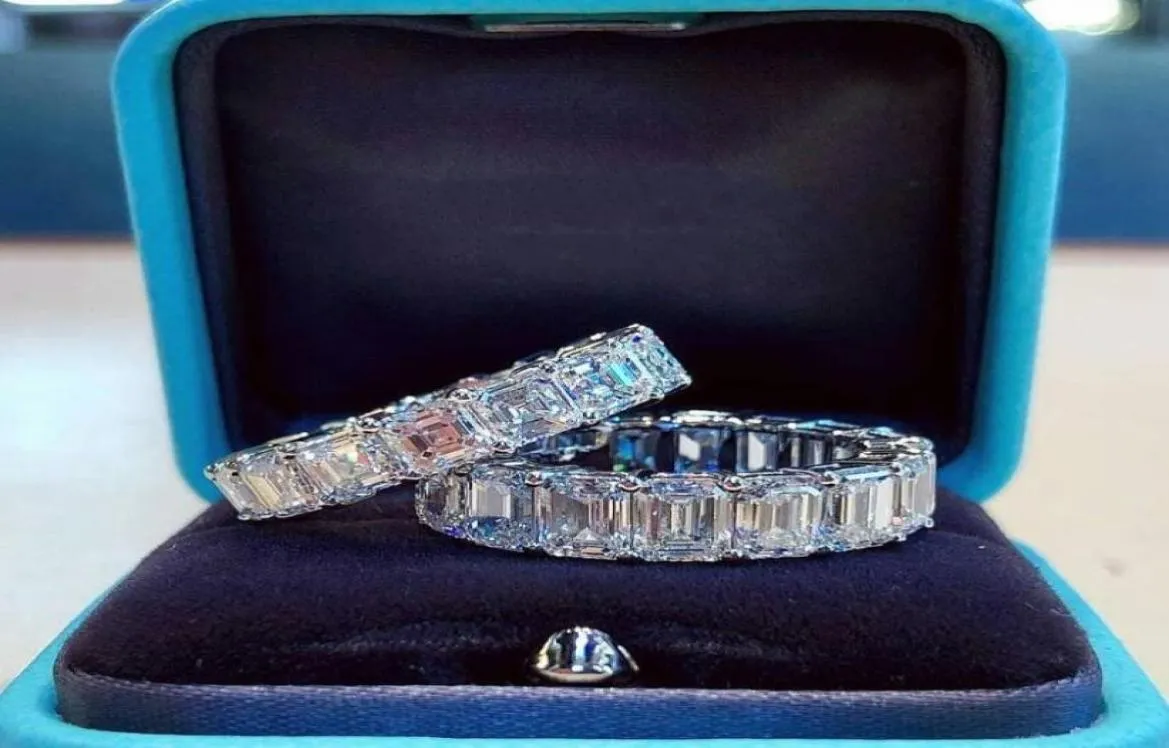 Choucong Brand Anneaux de mariage uniques Bijoux de mode 925 STERLING Silver Princess Cut White Topaz CZ Diamond Gemstones Eternity WOM5192806