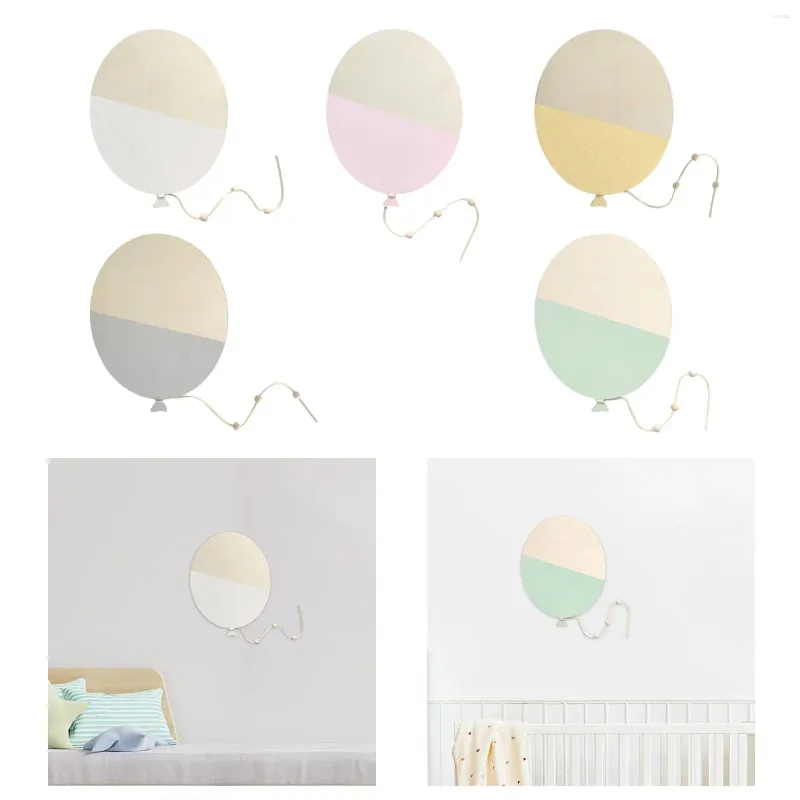 Decorative Figurines Wooden Air Balloon Wall Sticker Children Room Decoration DIY Craft Living Hanging Decor Decals