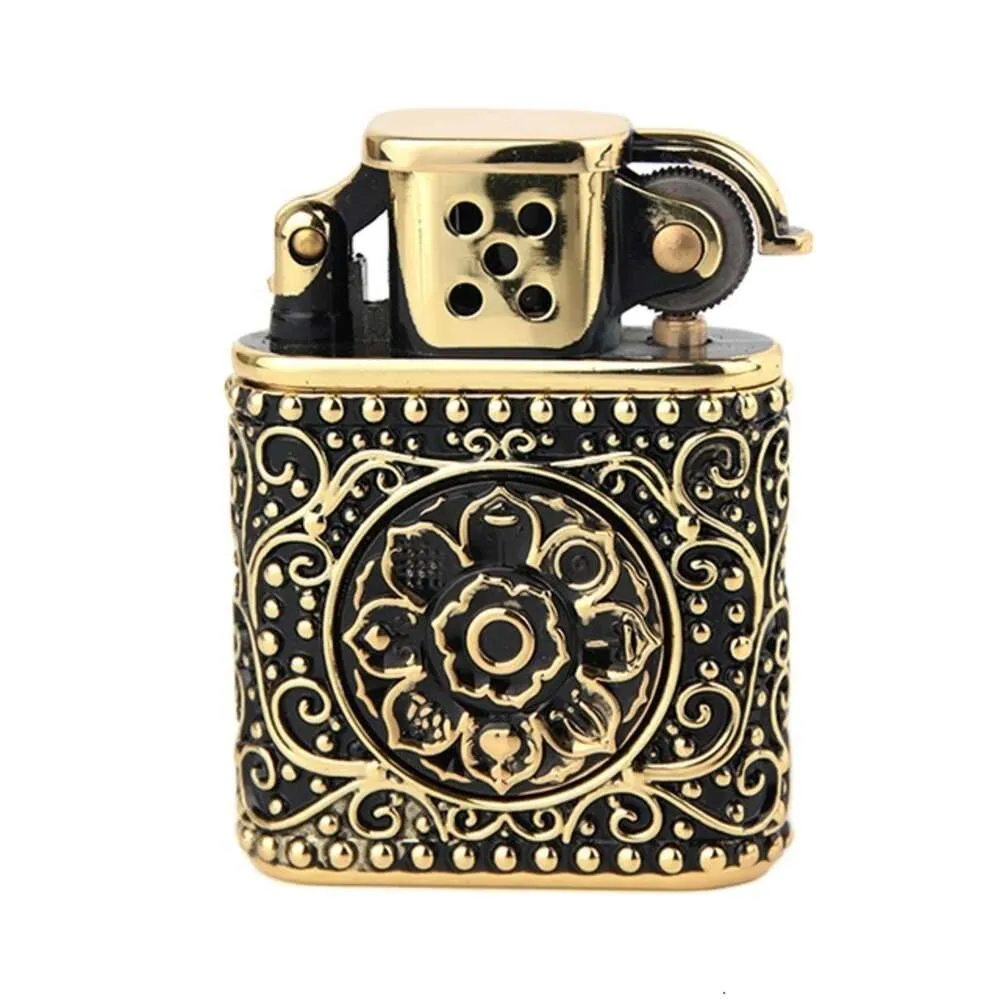 Z506 -634 Fashion High-grade Carved Pure Copper Kerosene Cigarette Lighter Refillable