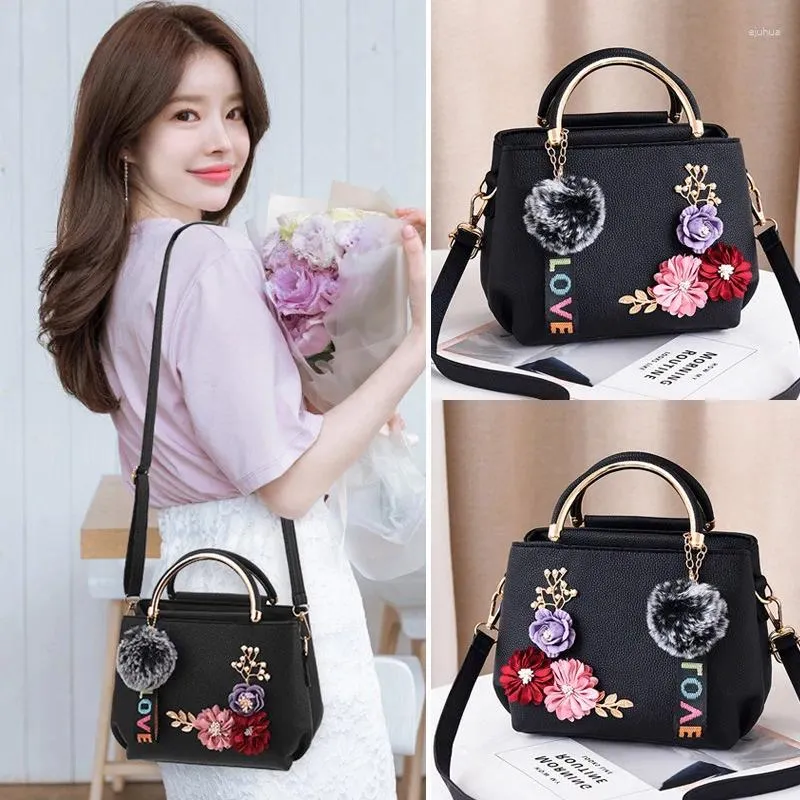 Sacs à bandouliers Fashion Flowers Designer Pu Leather Crossbody for Women Vintage Small Sacs Femme Femelle Casual Top-Handle