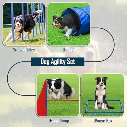 Hunde-Agility Parcours Set – 17-teilig Mit Tunnel, Sprungring & Hürden Für Garten- Und Indoor-Training