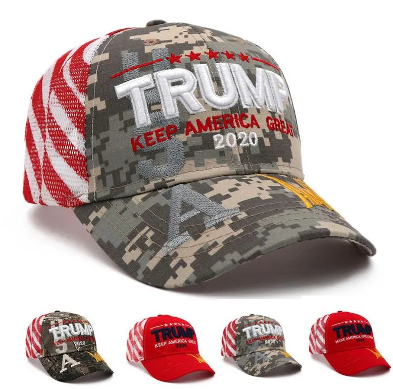Donald Trump Baseball Cap Trump 2020 Sticked Keep America Great Camouflage Caps Camo Trucker Hats OOA80534185545