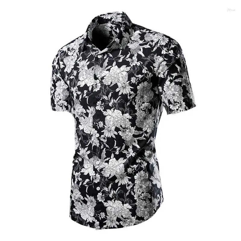 Magliette da uomo estate estate alla moda e personalizzato stampato a maniche corta motone fiore sottile in forma