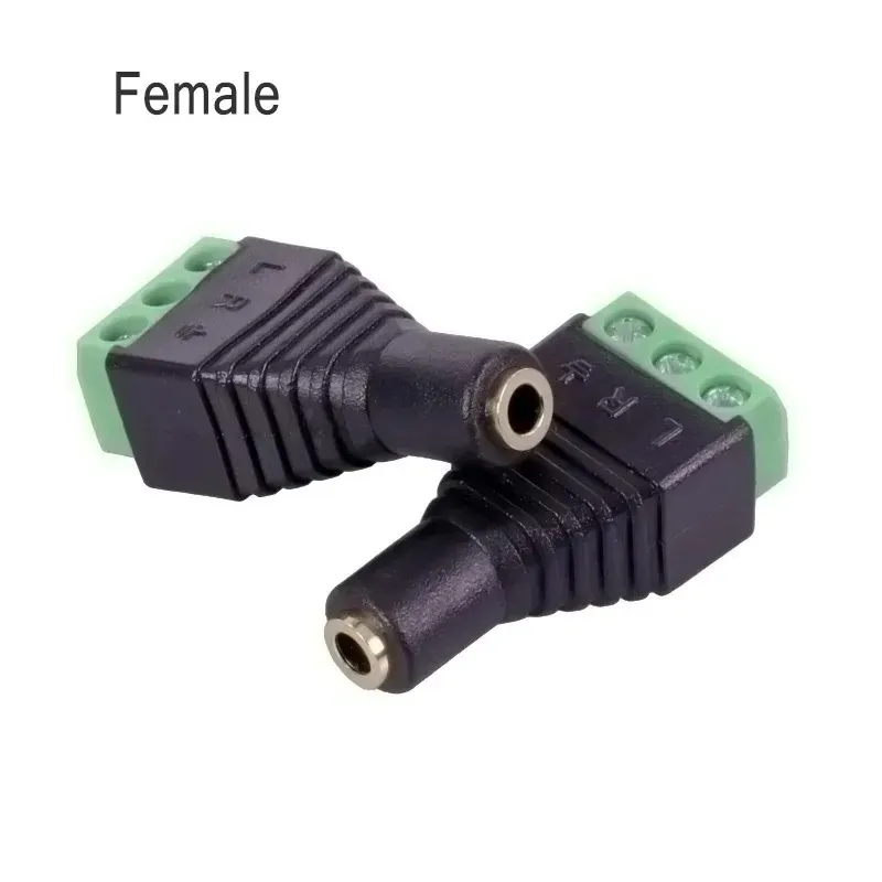 2024 CCTV Phono Plug Jack 3 Poles 3.5mm Male / Female to 3 Pins AV Screw Balun Terminal Adapter 3 Pin 3.5mm AV Connectorfor 3.5mm AV Screw Balun Terminal