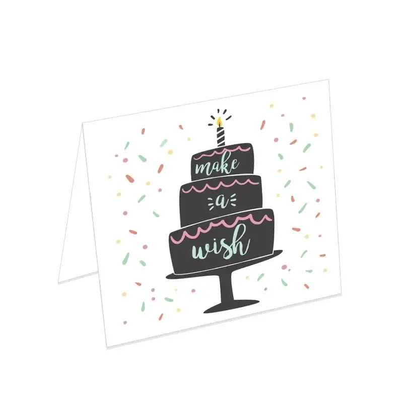 2024 Carte de voeux de joyeux anniversaire Carte-cadeau d'impression de dessins animés avec enveloppe pour la fête de fête Bénédiction invitation Image aléatoire pour la fête de la fête