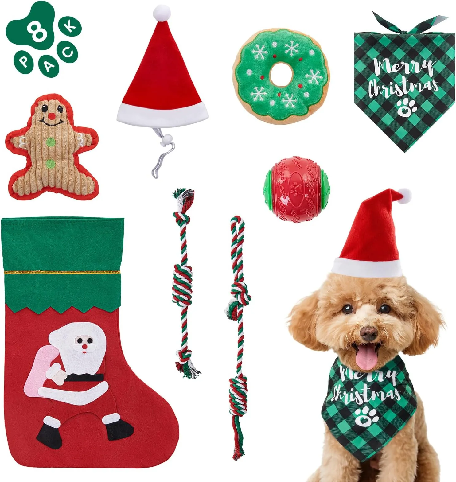 8-Piece Christmas Dog Toy Set: Festive Squeaky Rope Chews! Holiday  Stocking Stuffer, Perfect for Small Medium Dogs Shop Now!