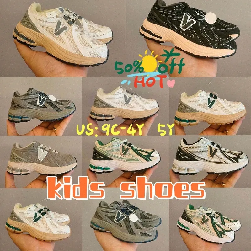 1906r Kids hardloopschoenen jongens meisjes 1906S sneakers witte rood zilveren metallic blauw zee zout marmeren loper downtown children trainers maat 9c-4y 5y z3qd#