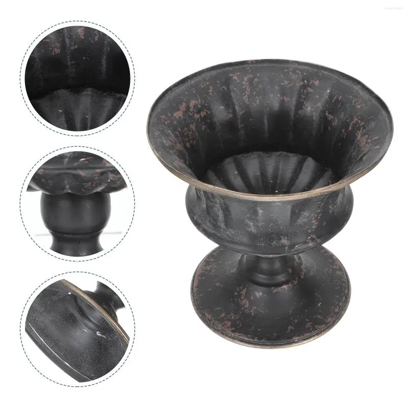 Vases Iron Flower Pot Cast Urn Planter Gold Decor Arranging Dried Storage Tabletop Vase Arrangement Pillar