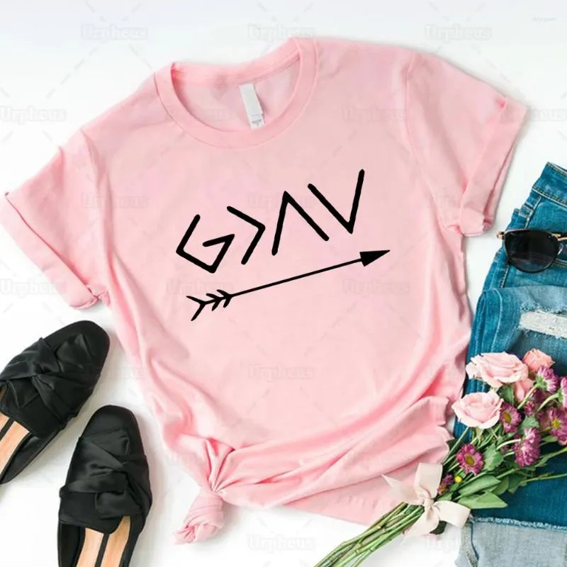 Women's T Shirts God Is Greater Than The High And Lows Shirt Tshirt Christian Tee Faith Summer Short Sleeve Harajuku Style