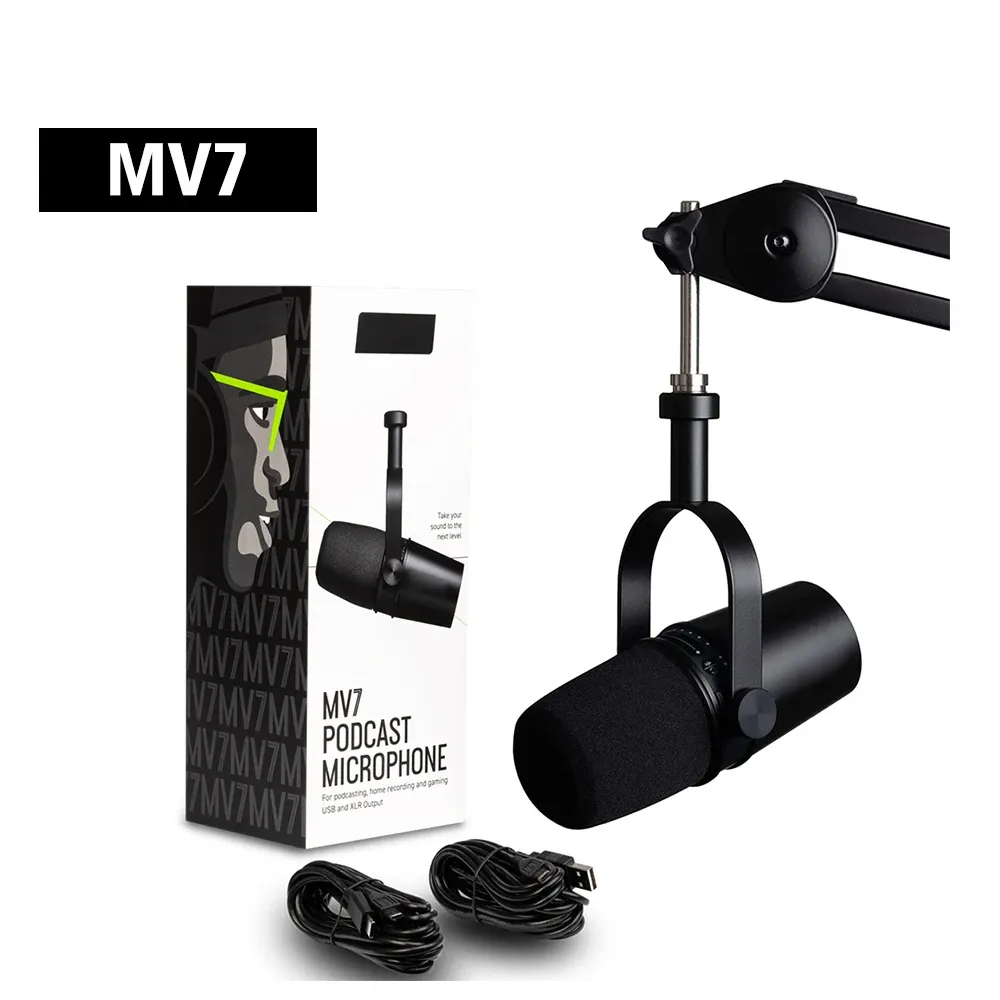 Microfones MV7 USB Podcast All Metal USB/XLR Dynamic Microphone Mic MV7 Microphone For Shure Podcasting Recording Live Streaming Gaming