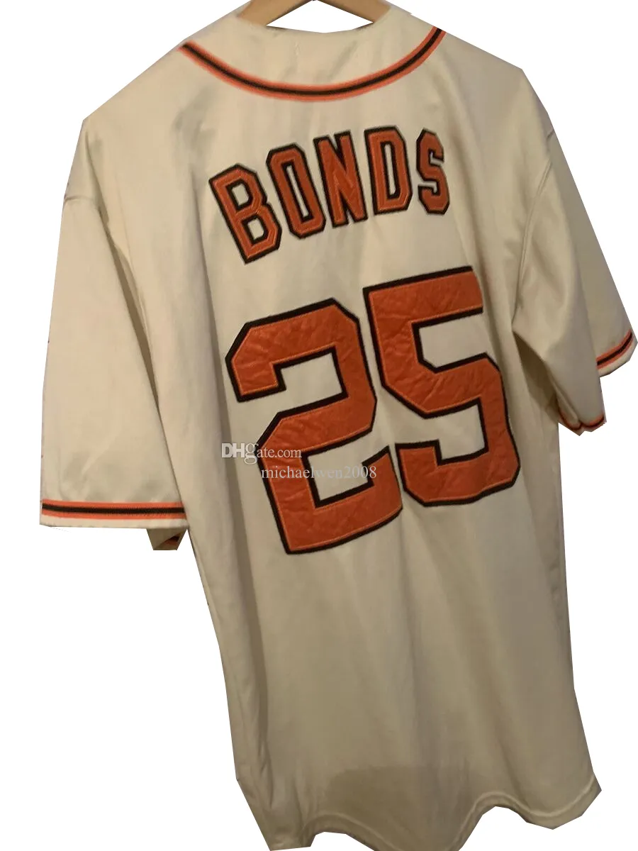 GIANTS BONDS 25 ユニフォーム In Stock San Francisco 25 Barry Bonds Cream Throwback From 11