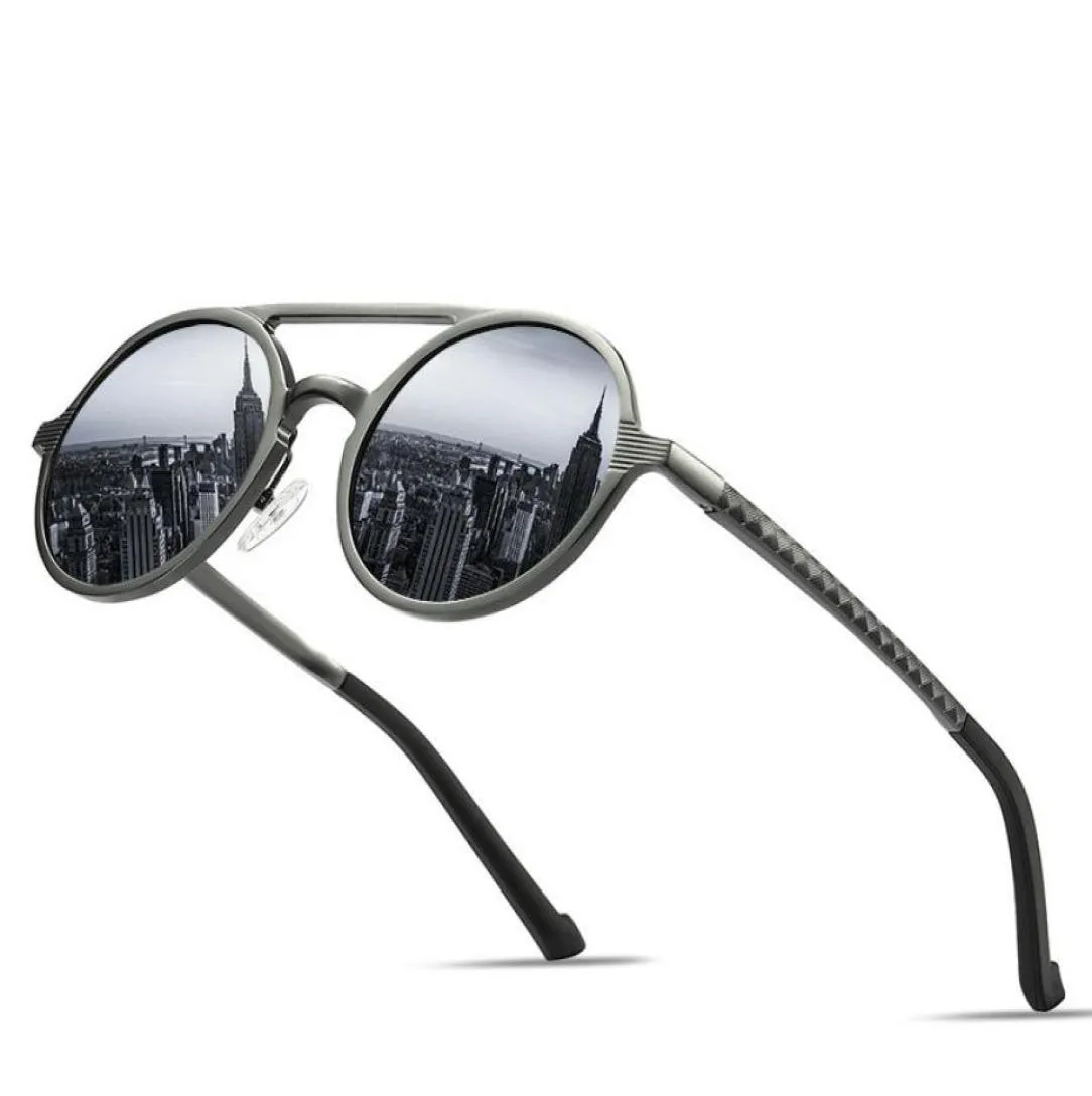 Markendesign Sonnenbrille Männer polarisierte Vintage Rundrahmen Sonnenbrillen Aluminiumlegierung Fahrer Brillen Fahrspiegel CX201331260