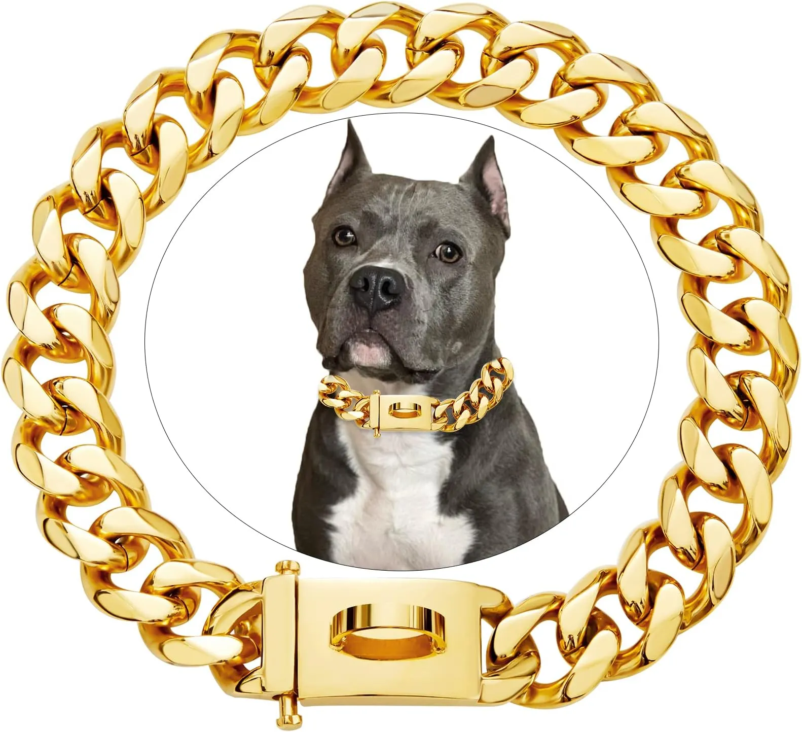 Save Big on Bulk Cuban Link Dog Collar Engraved Collars For Dogs, 18k Style  Pet Cuban Link Collar With Custom ID Tags, Stainless Steel Puppy Collar,