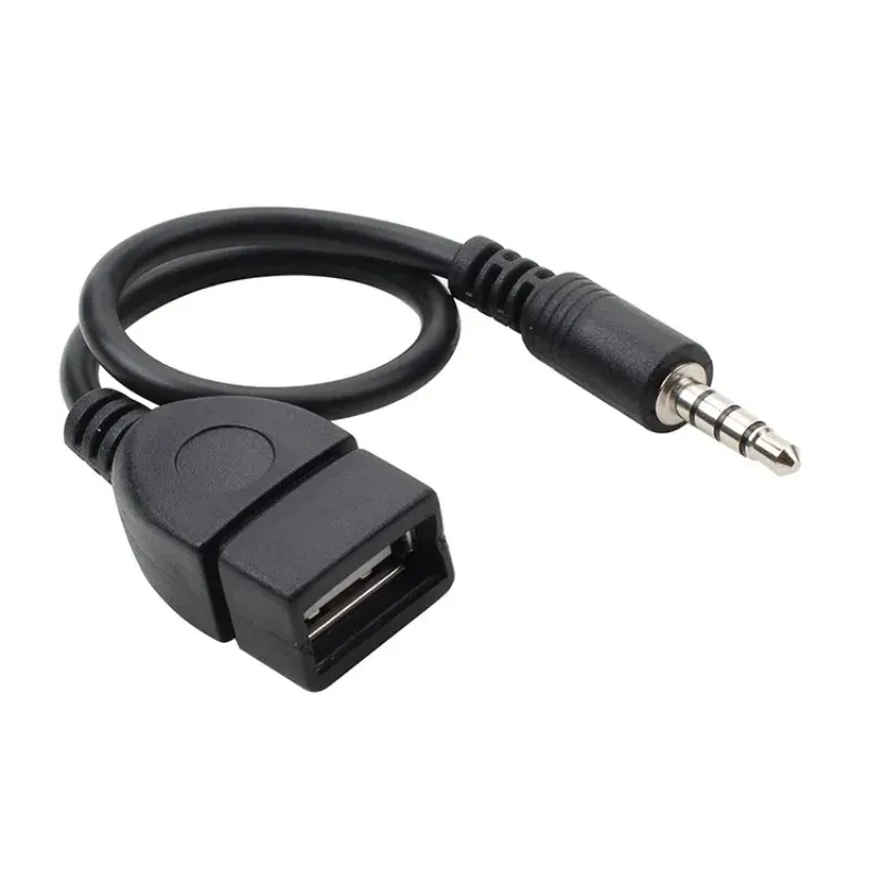 Typ A Female OTG Converter Adapter Cable Wire Cord Stereo Audio Plug biltillbehör 0,2 m 3,5 mm Manlig ljud Aux Jack till USB 2.0