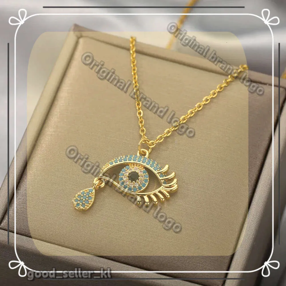 Fashion Evil Eye Pendants Designer Necklaces for Women 2024 Goth 14K Yellow Gold Choker Designer Necklace Vintage Turkish Eye Neck Chains Jewelry 106