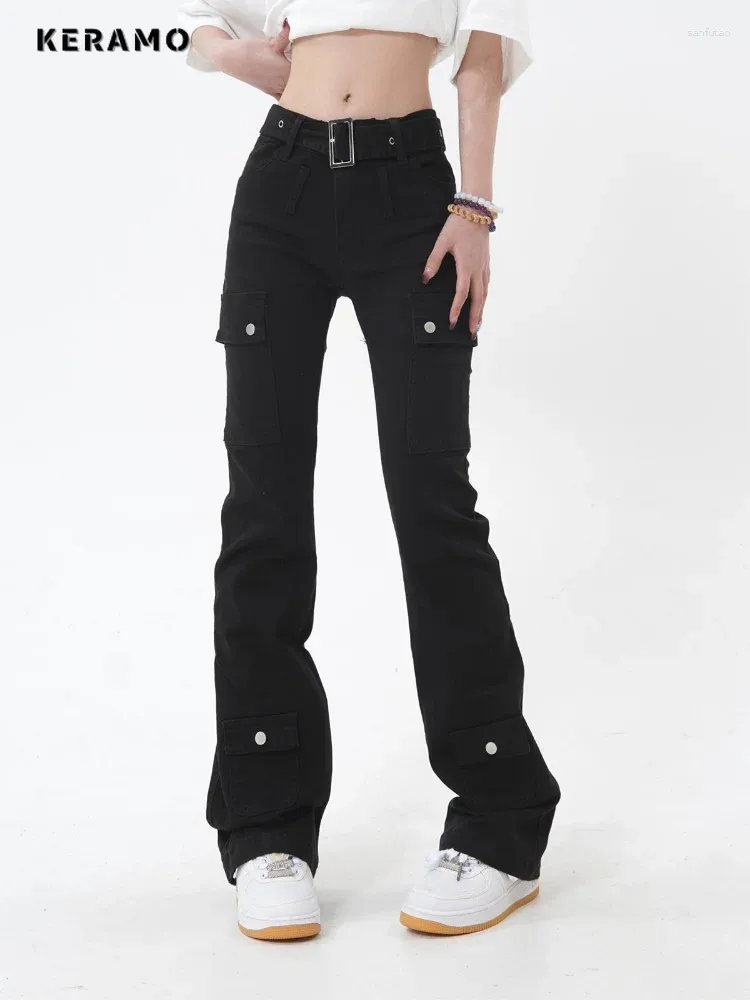 Jeans feminino y2k harajuku skinny harém de harém preto 2024 Primavera verão Vintage Streetwear Style Denim Trouser